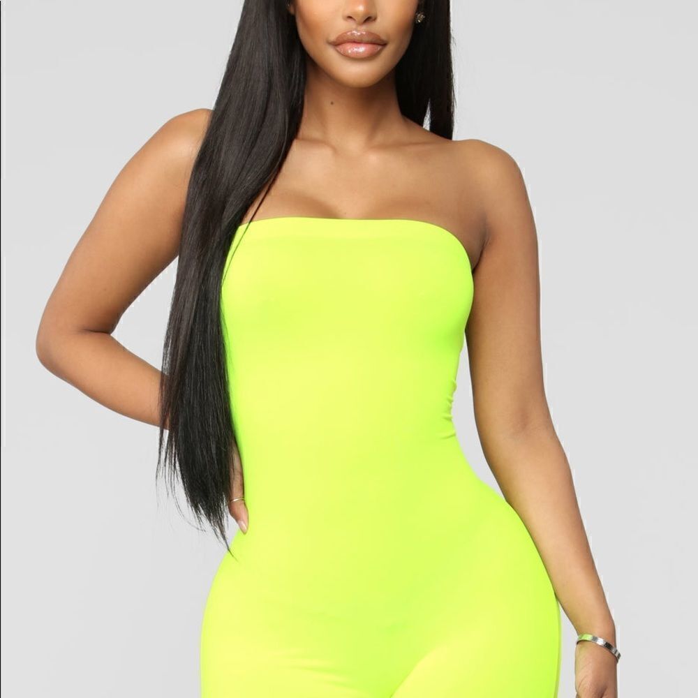 Fashion Nova Neon Biker Romper